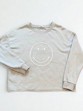 Newbury Kustom Chenille Smiley Face Sweatshirt - Grey M